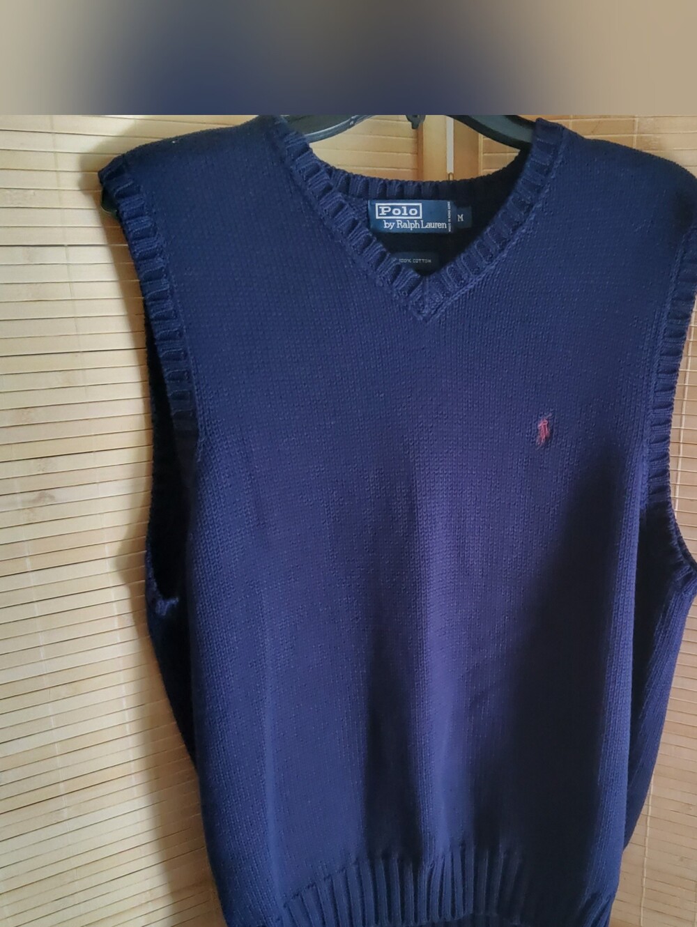 Ralph Lauren Navy V-Neck Sweater Vest -100% Cotton